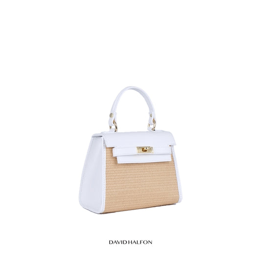 DH DIANAR M Top handle in pelle e rafia