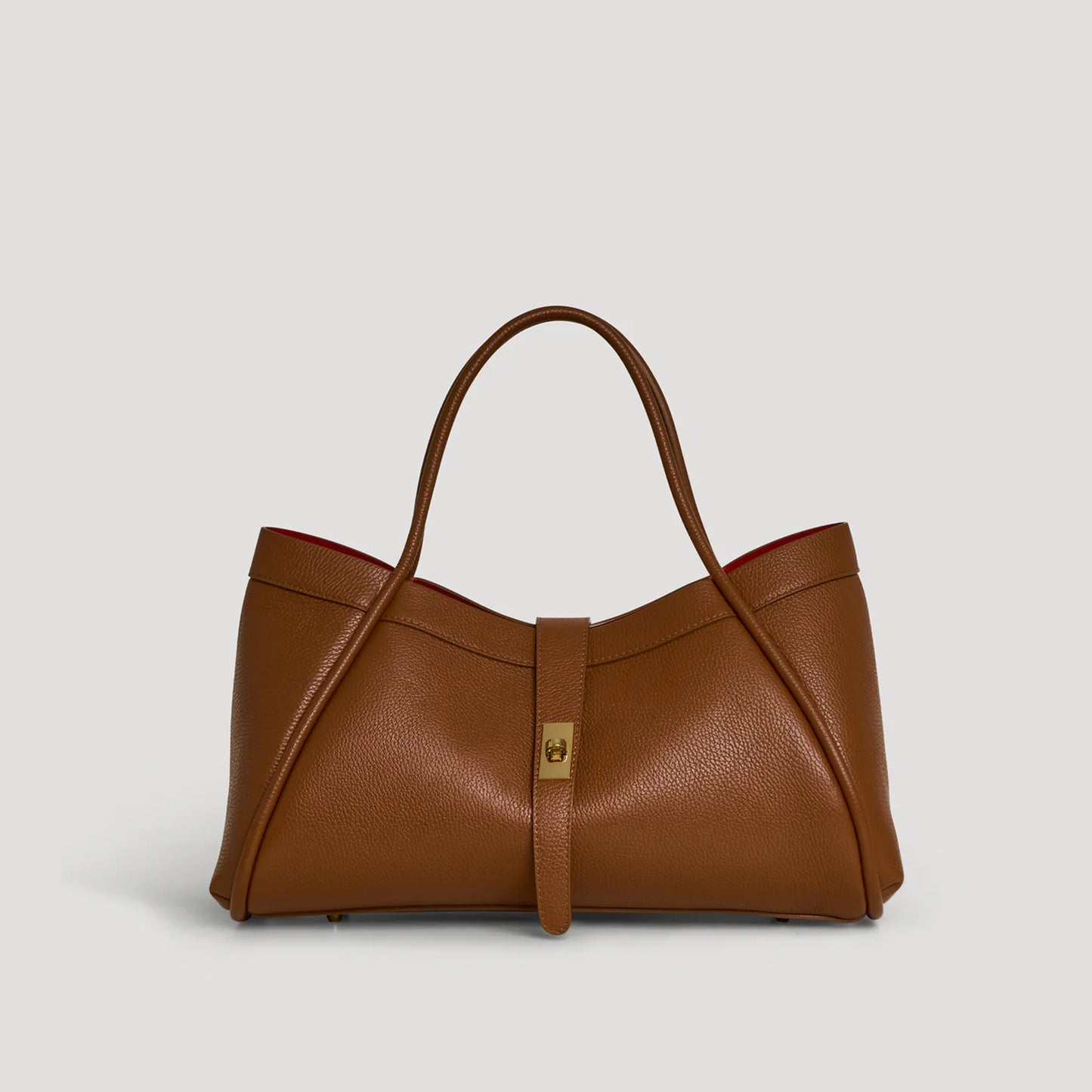 David Halfon Tabei grained leather shoulder bag leather brown front view