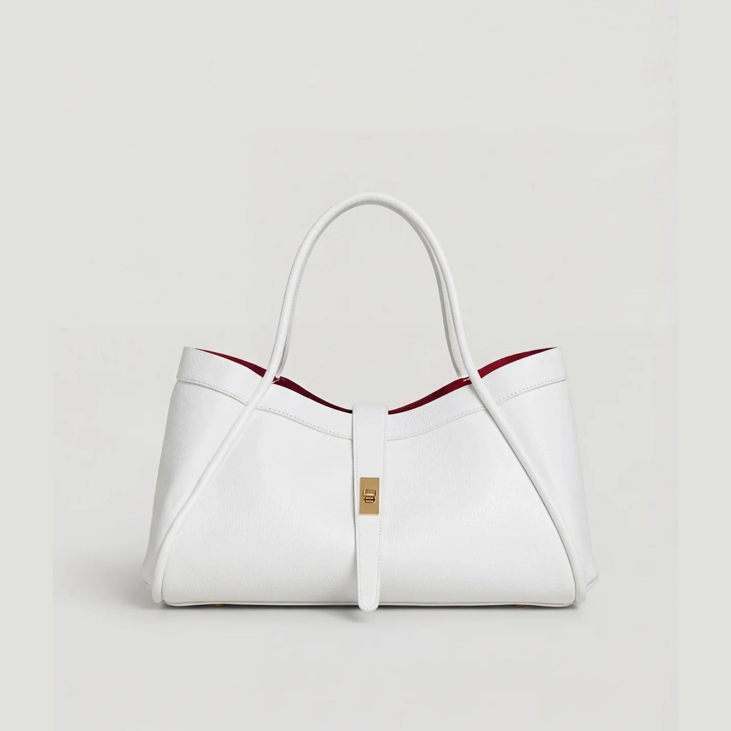 David Halfon Tabei grained leather shoulder bag white front view