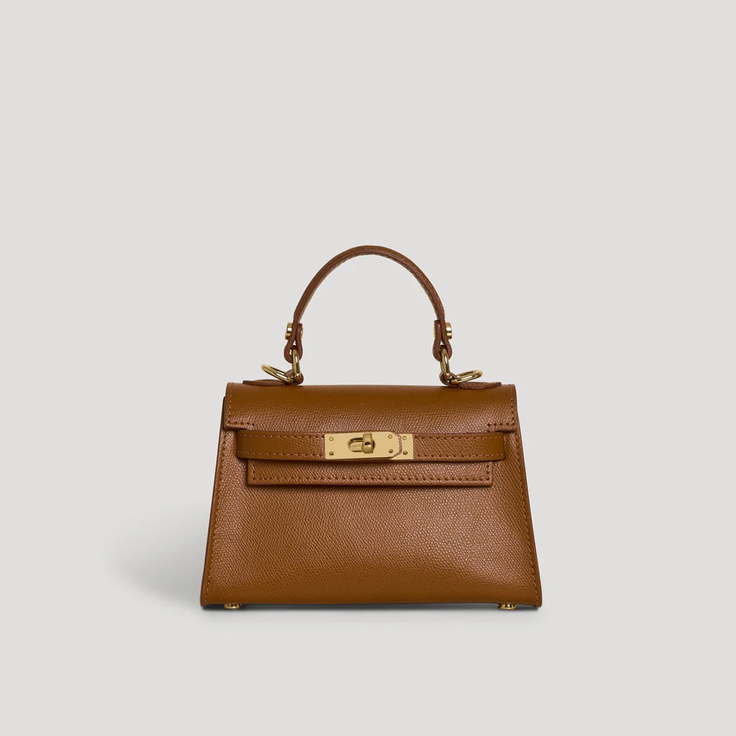David Halfon Diana S top-handle bag in hammered leather camel — front view