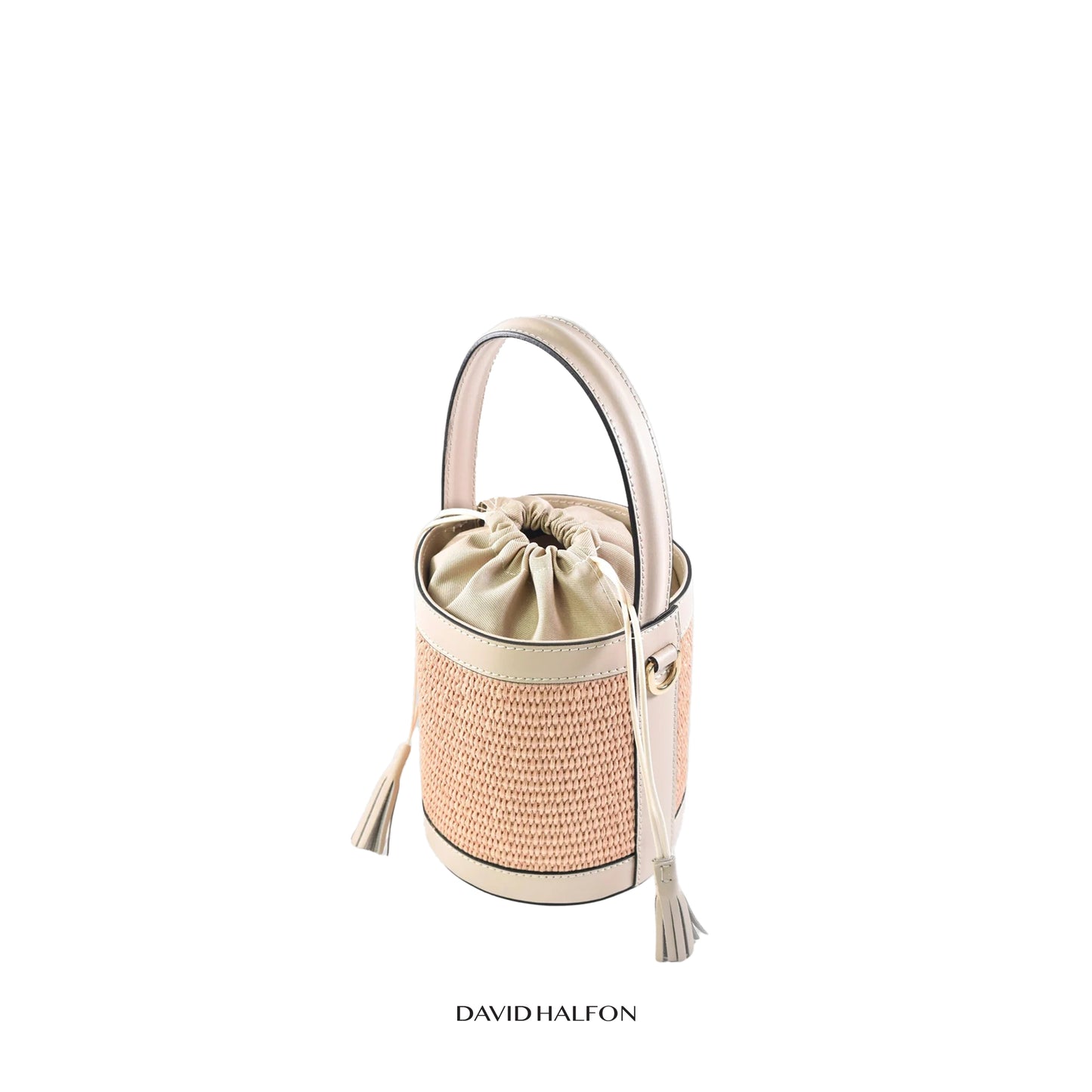 DH PARKS S Raffia and leather bucket bag