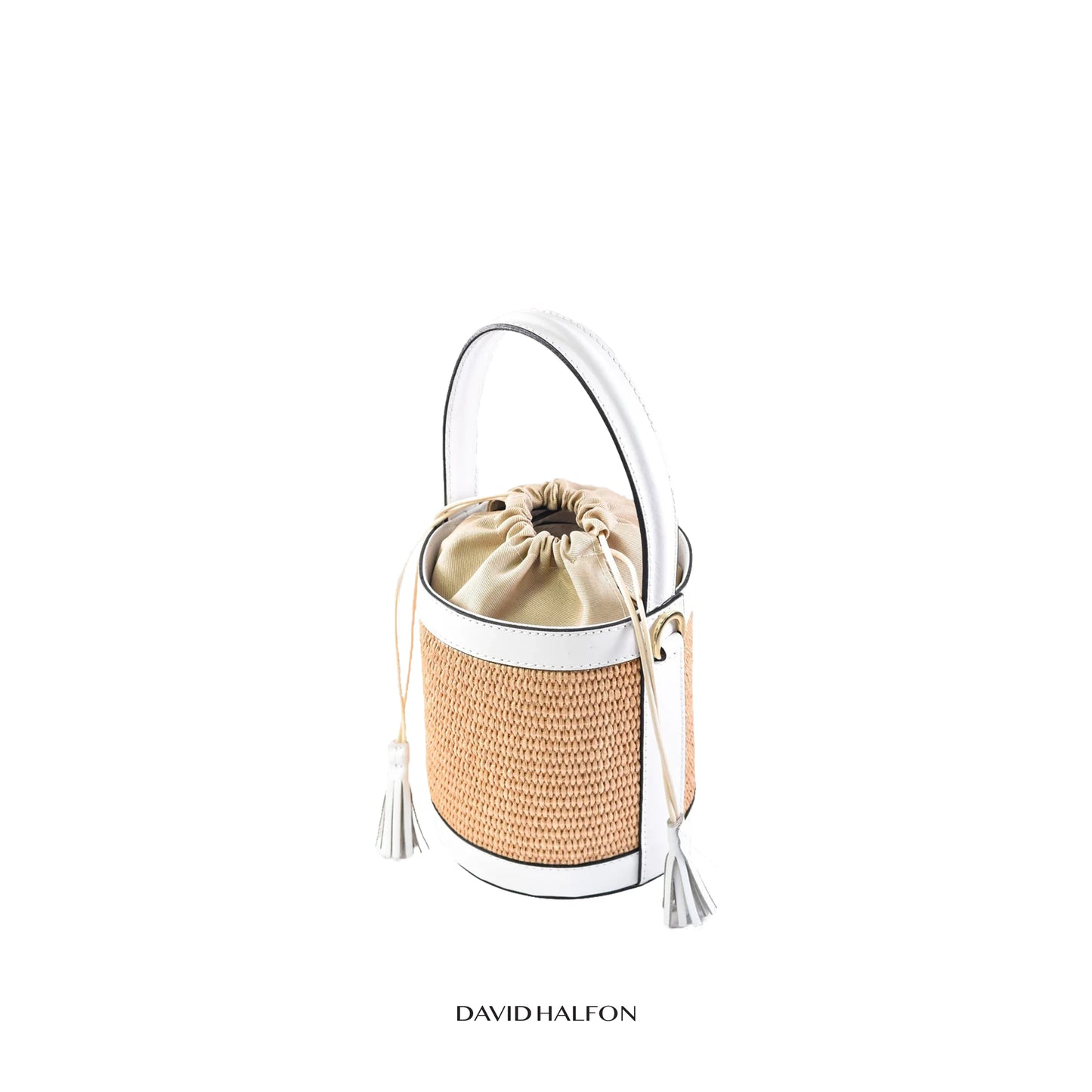DH PARKS S Raffia and leather bucket bag