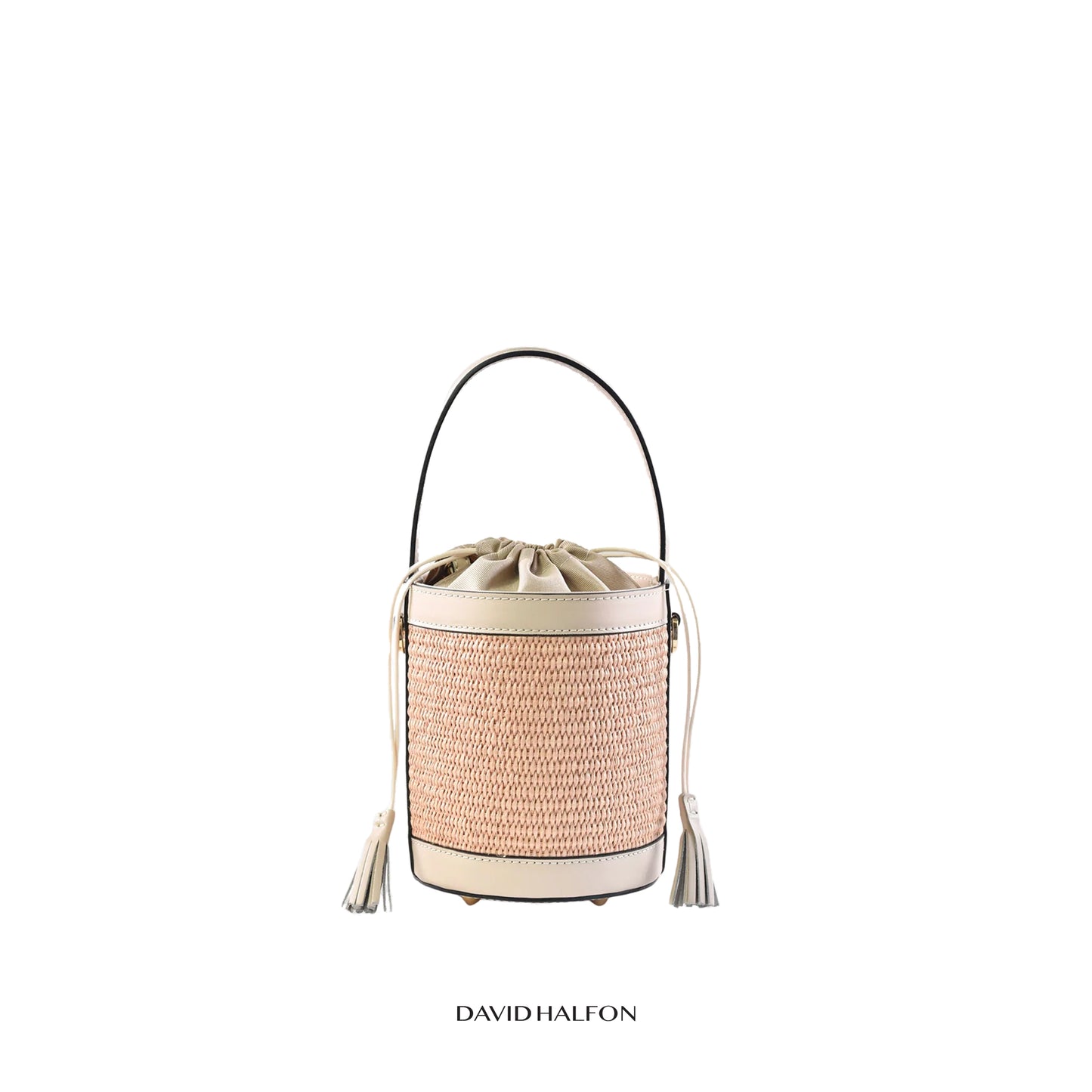 DH PARKS S Raffia and leather bucket bag