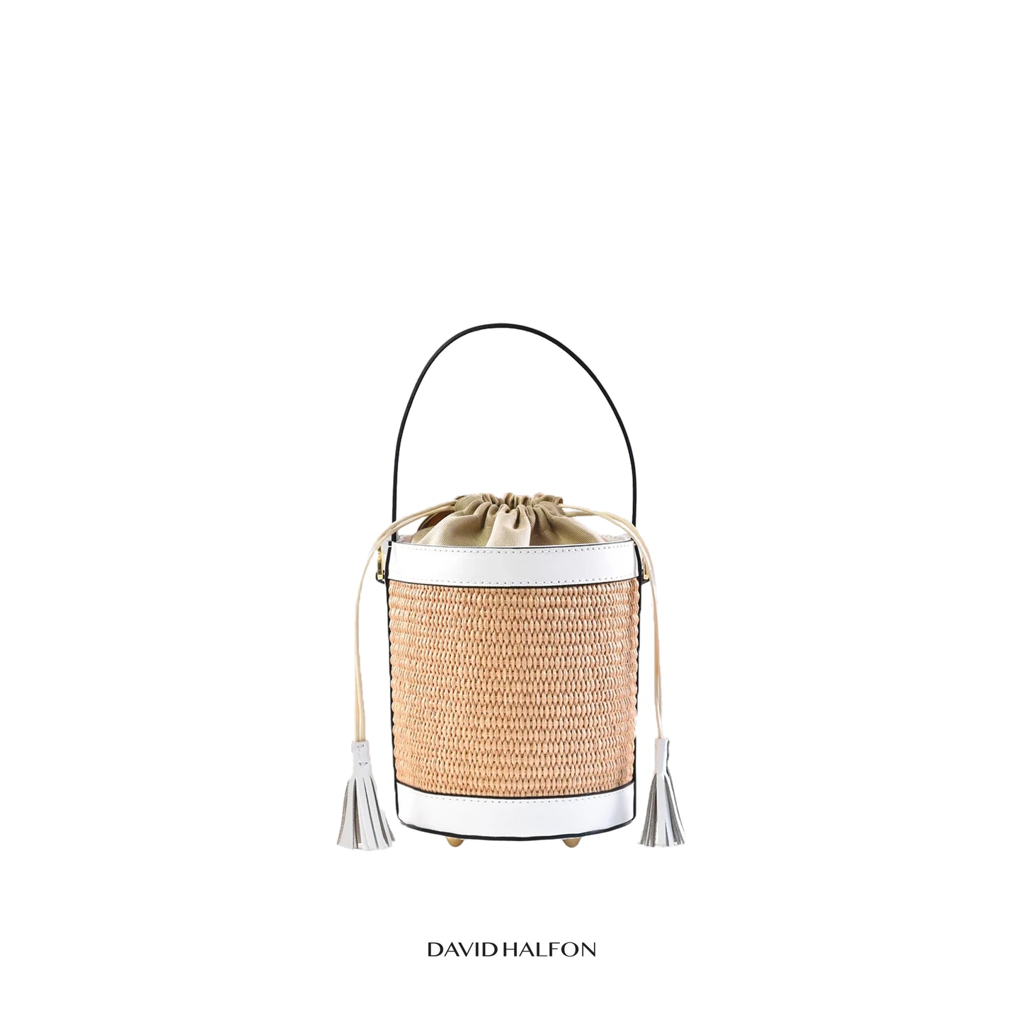 DH PARKS S Raffia and leather bucket bag