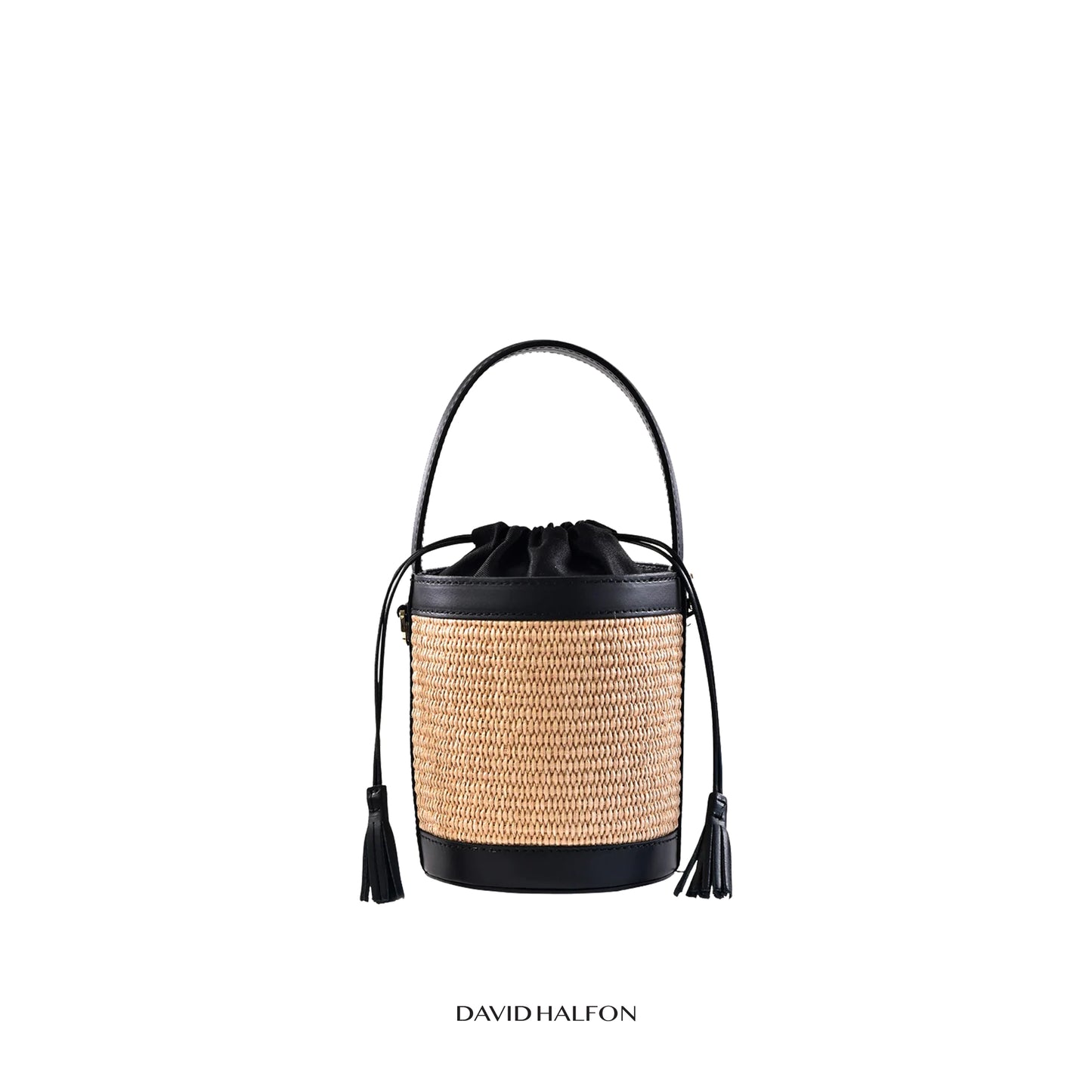 DH PARKS S Raffia and leather bucket bag