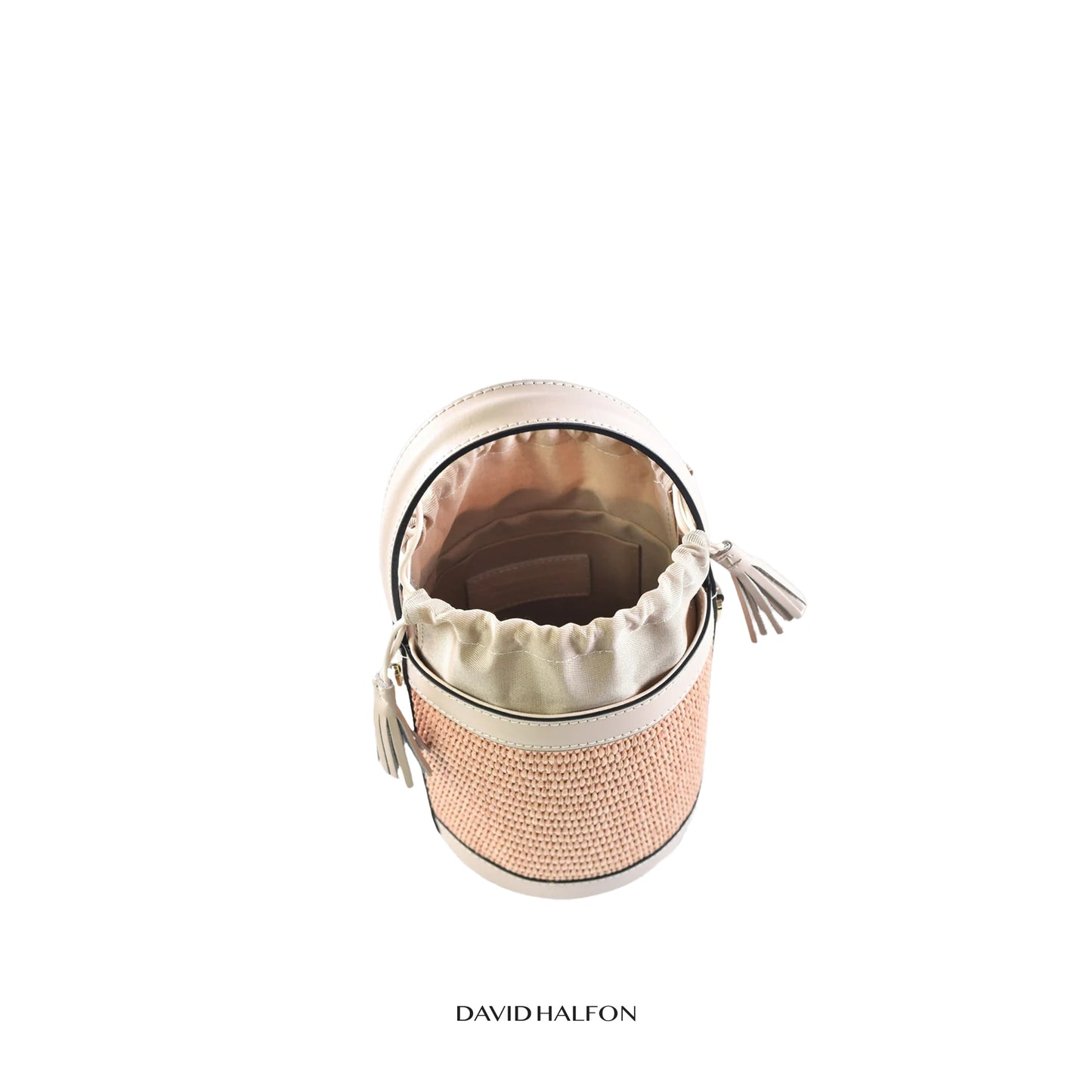 DH PARKS S Raffia and leather bucket bag