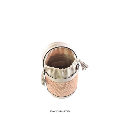 DH PARKS S Raffia and leather bucket bag