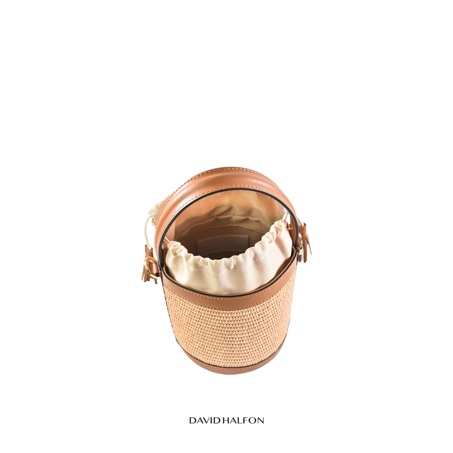 DH PARKS S Raffia and leather bucket bag