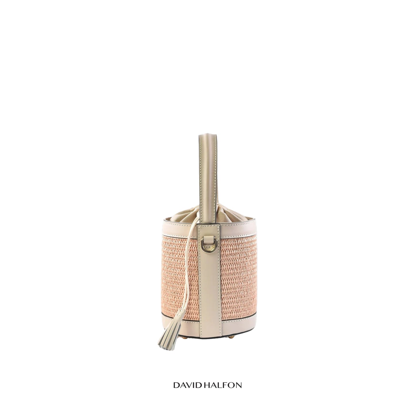 DH PARKS S Raffia and leather bucket bag
