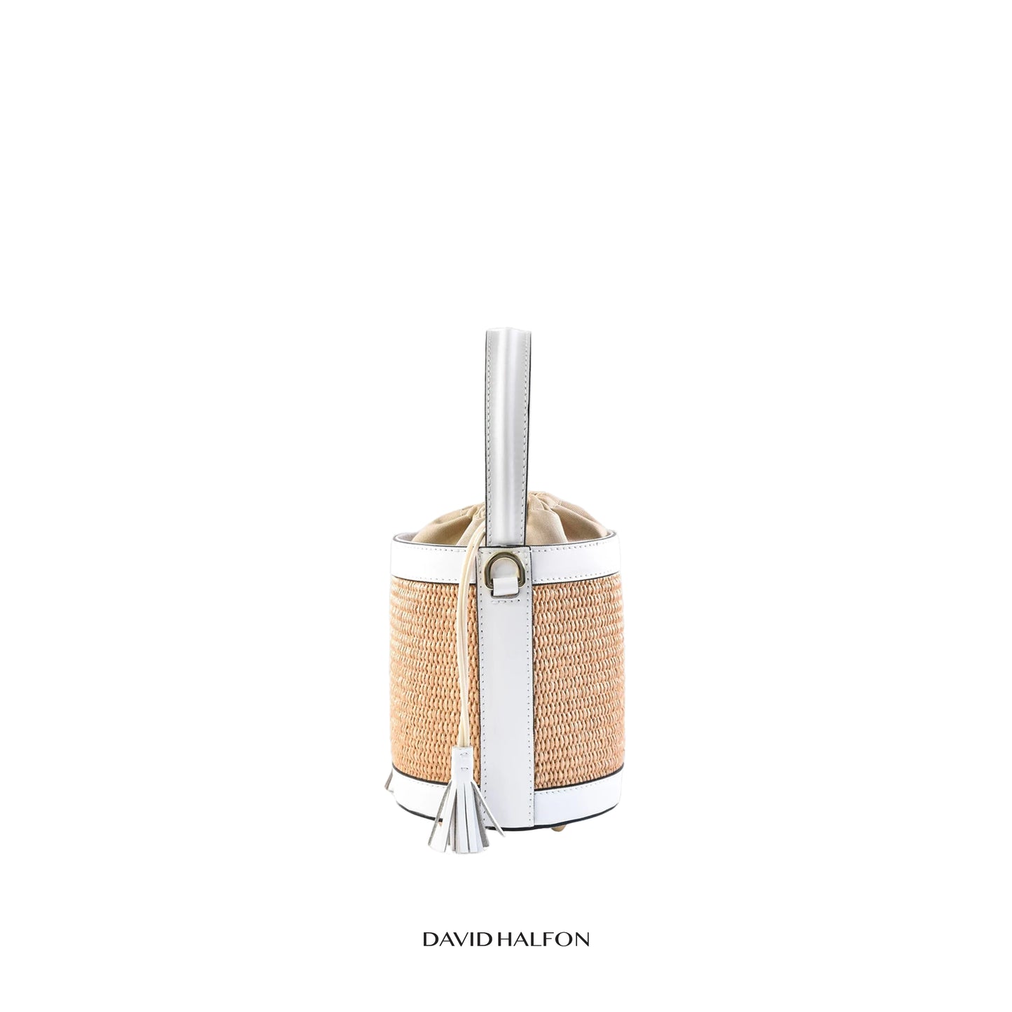 DH PARKS S Raffia and leather bucket bag