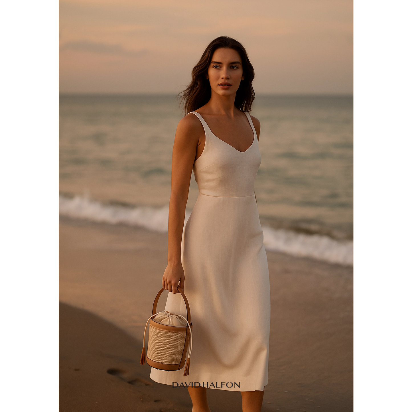 DH PARKS S Raffia and leather bucket bag