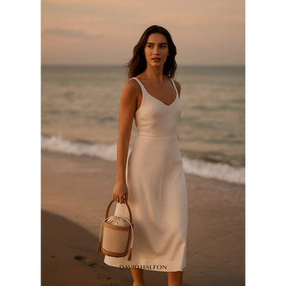 DH PARKS S Raffia and leather bucket bag