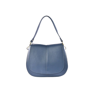 David Halfon Kahlo M shoulder bag in hammered leather dusty blue — front view