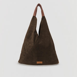 David Halfon Murad L shopper bag in suede leather dark brown — front view