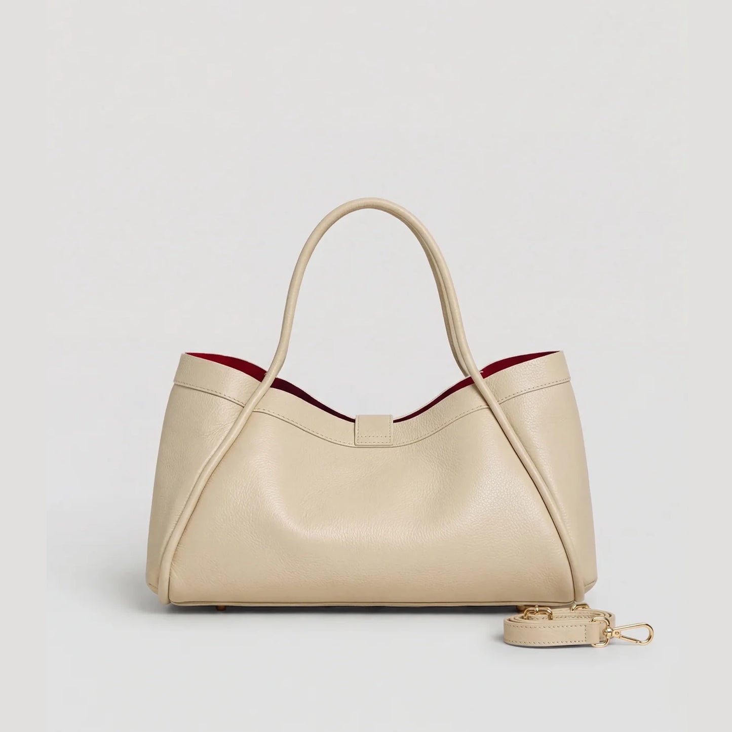 David Halfon Tabei grained leather shoulder bag beige back view