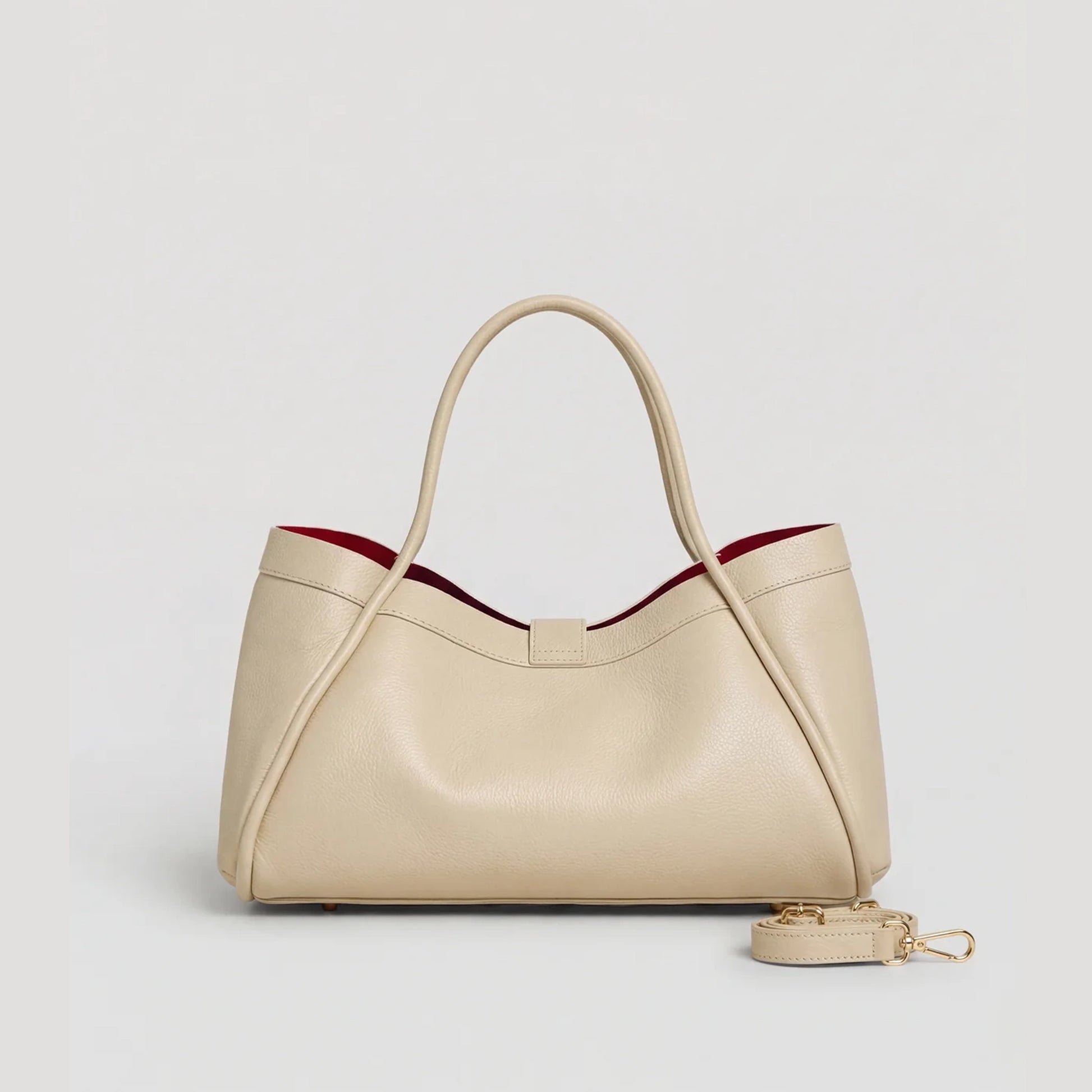 David Halfon Tabei grained leather shoulder bag beige back view