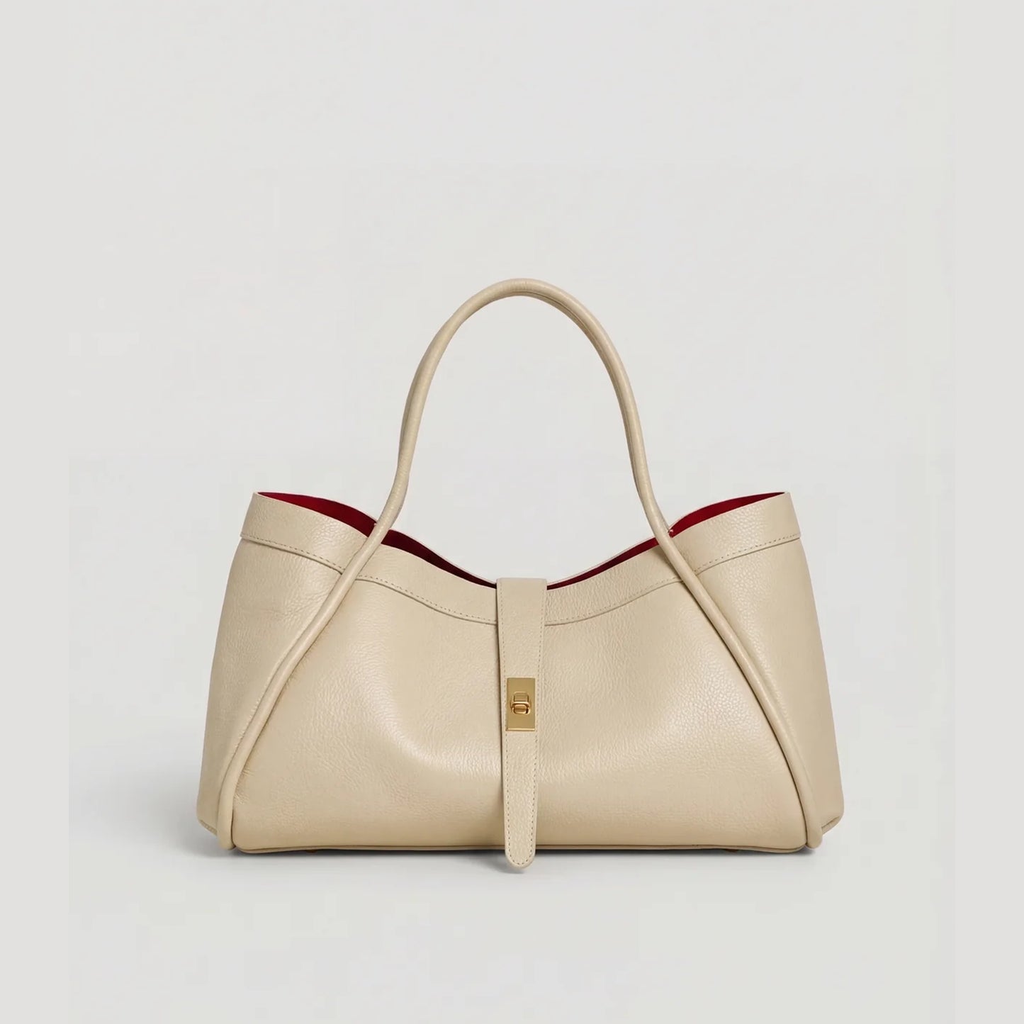 David Halfon Tabei grained leather shoulder bag beige front view