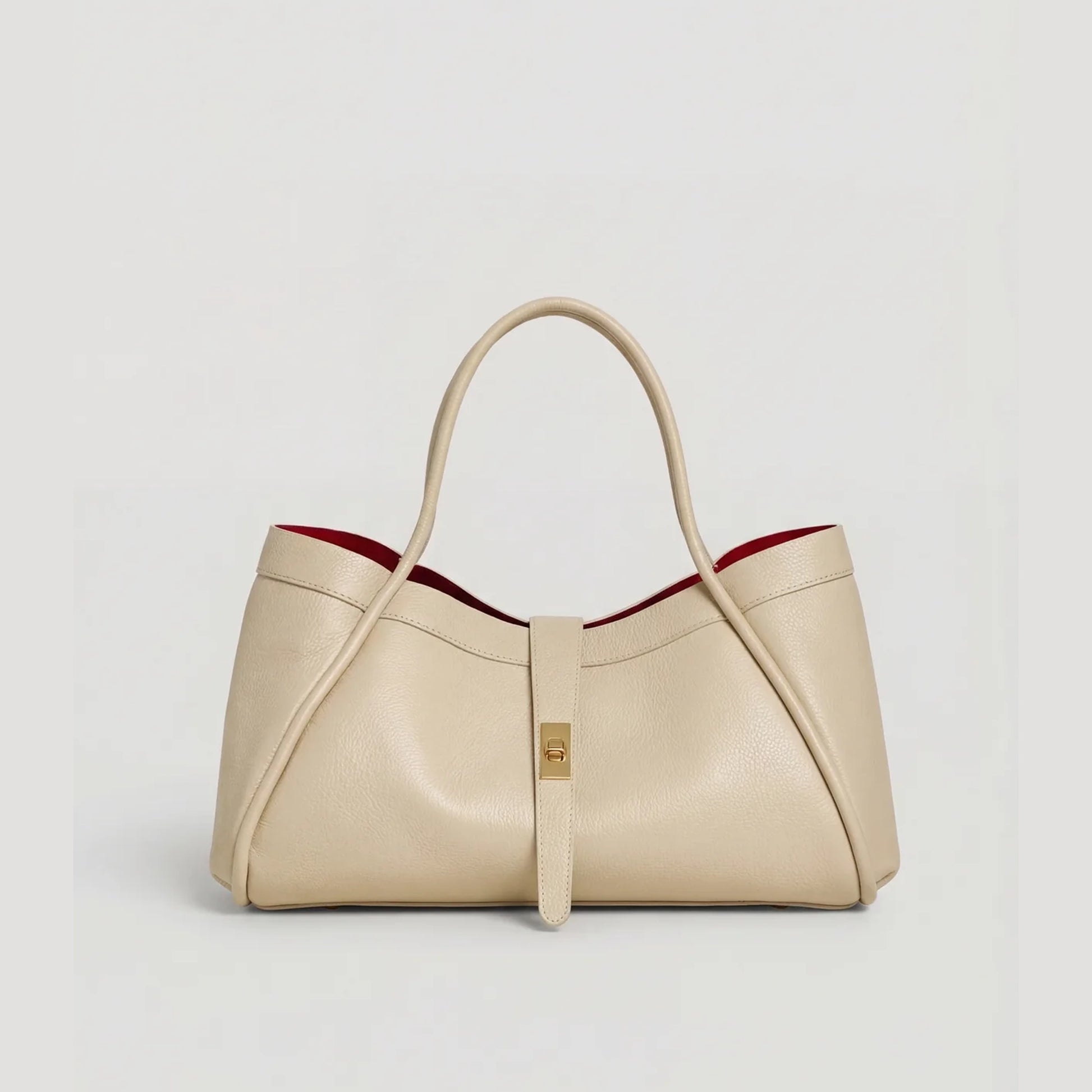 David Halfon Tabei grained leather shoulder bag beige front view