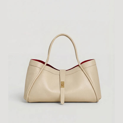 David Halfon Tabei grained leather shoulder bag beige front view