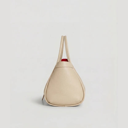 David Halfon Tabei grained leather shoulder bag beige side view