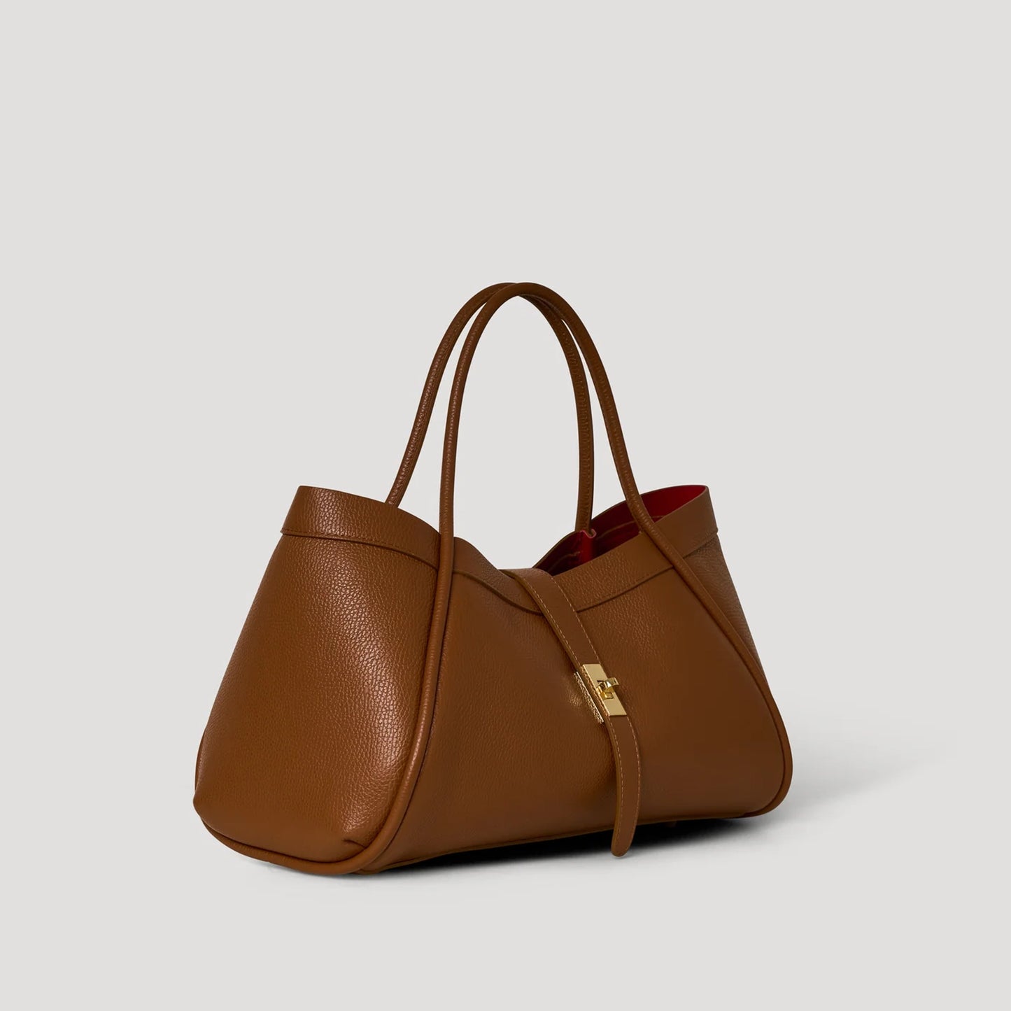 David Halfon Tabei grained leather shoulder bag leather brown three-quarter view