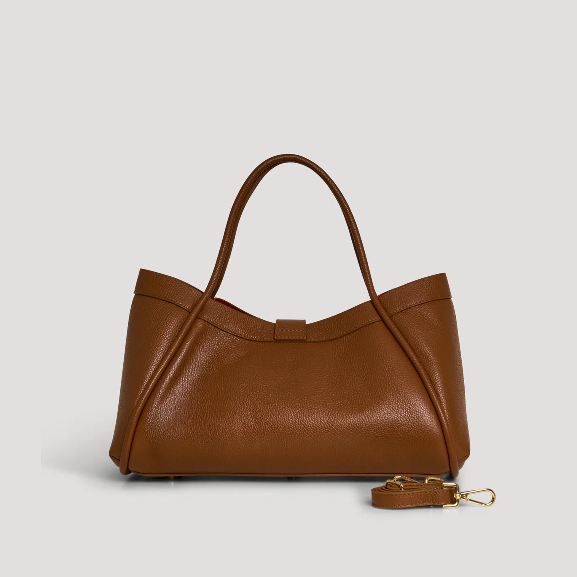 David Halfon Tabei grained leather shoulder bag leather brown back view