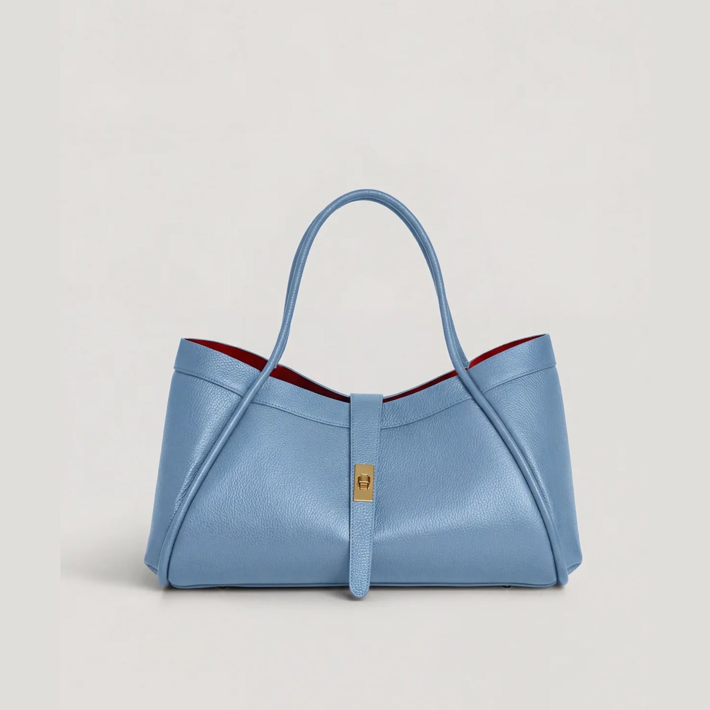 David Halfon Tabei grained leather shoulder bag sky blue front view