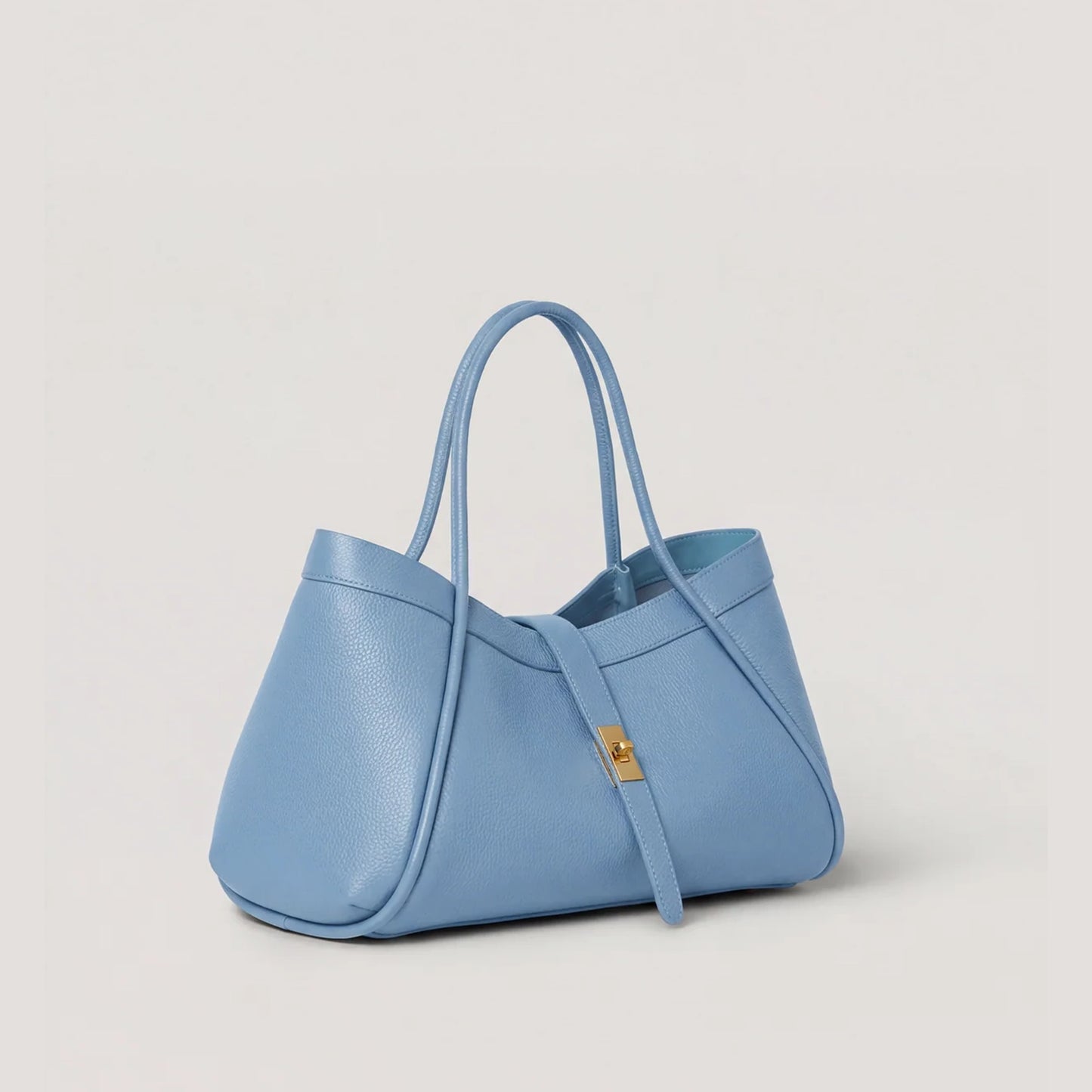 David Halfon Tabei grained leather shoulder bag sky blue three-quarter view