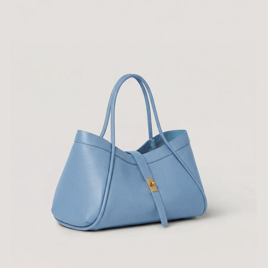 David Halfon Tabei grained leather shoulder bag sky blue three-quarter view