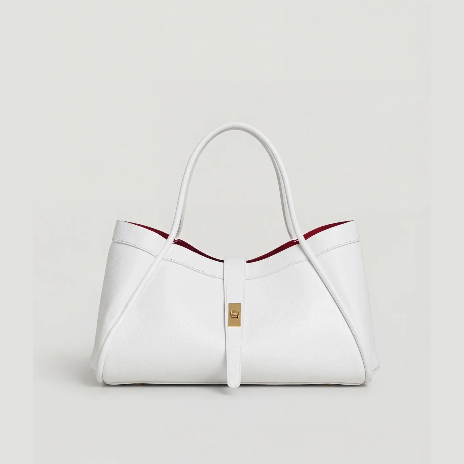 David Halfon Tabei grained leather shoulder bag white front view