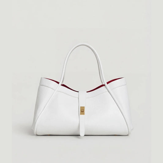 David Halfon Tabei grained leather shoulder bag white front view