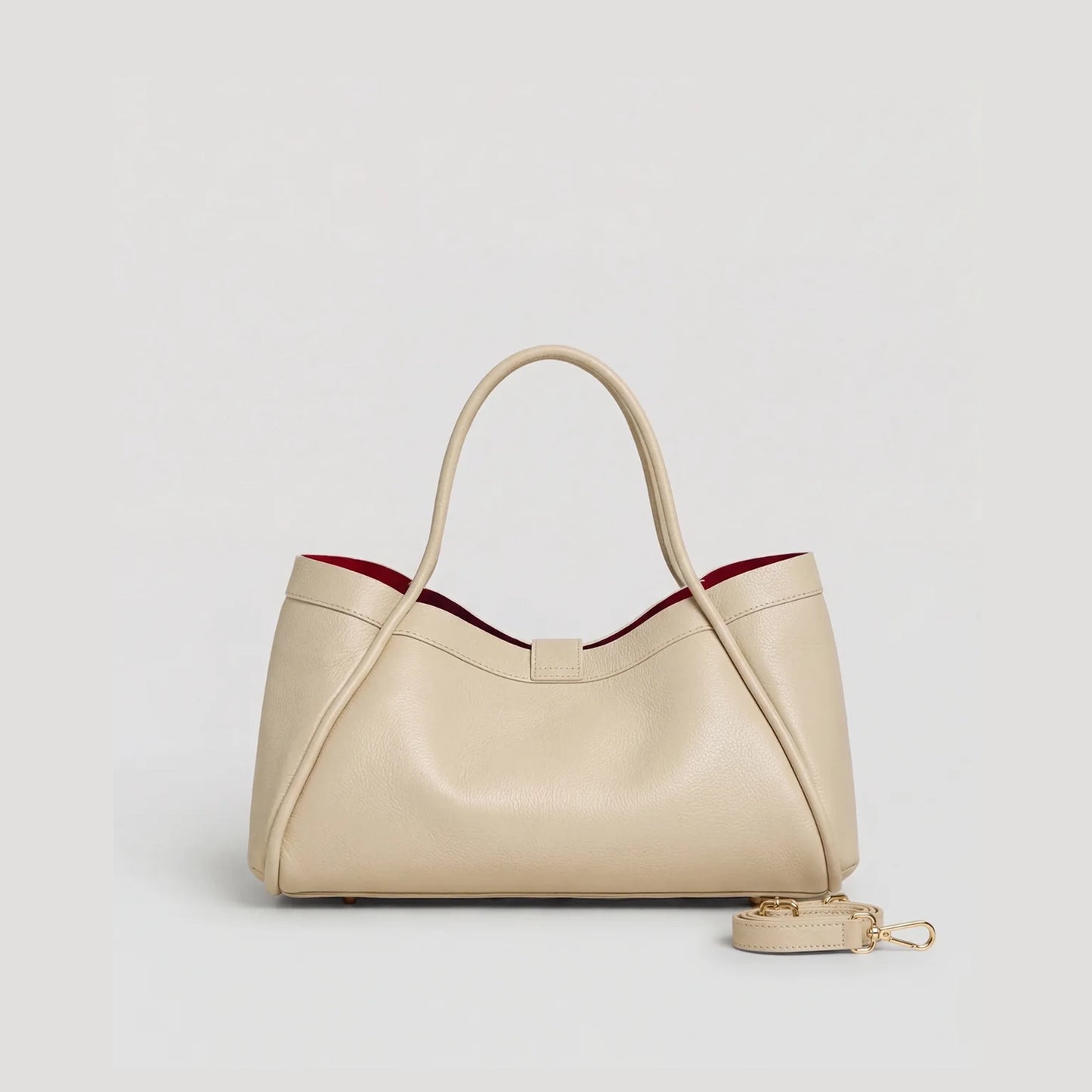 David Halfon Tabei grained leather shoulder bag beige back view