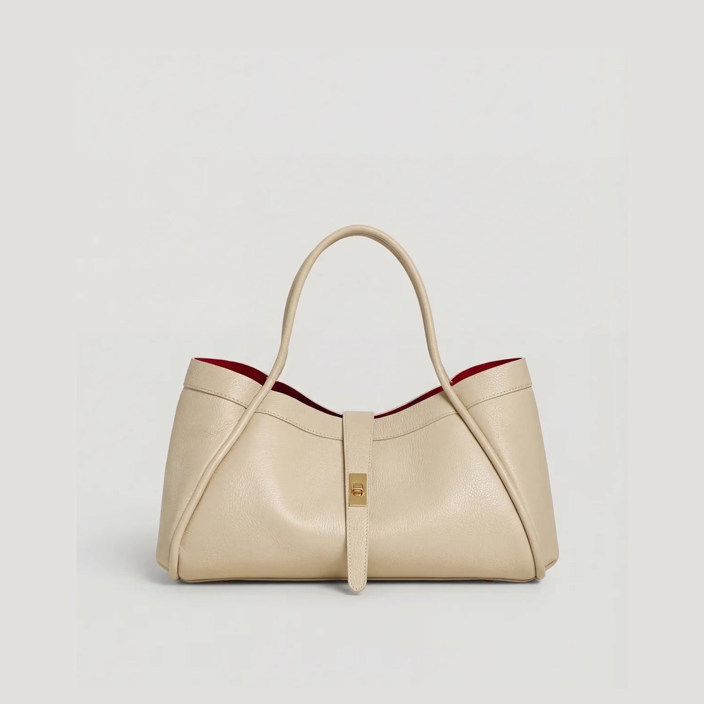 David Halfon Tabei grained leather shoulder bag beige front view
