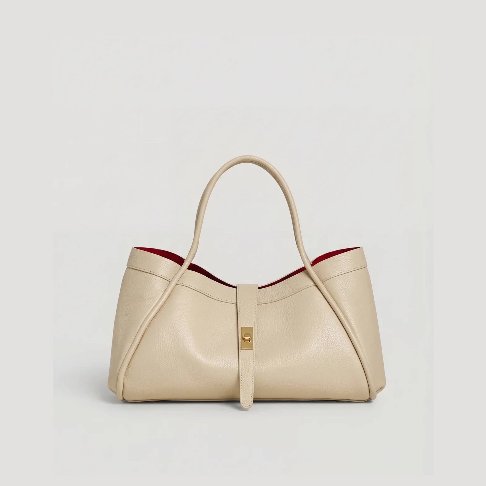 David Halfon Tabei grained leather shoulder bag beige front view