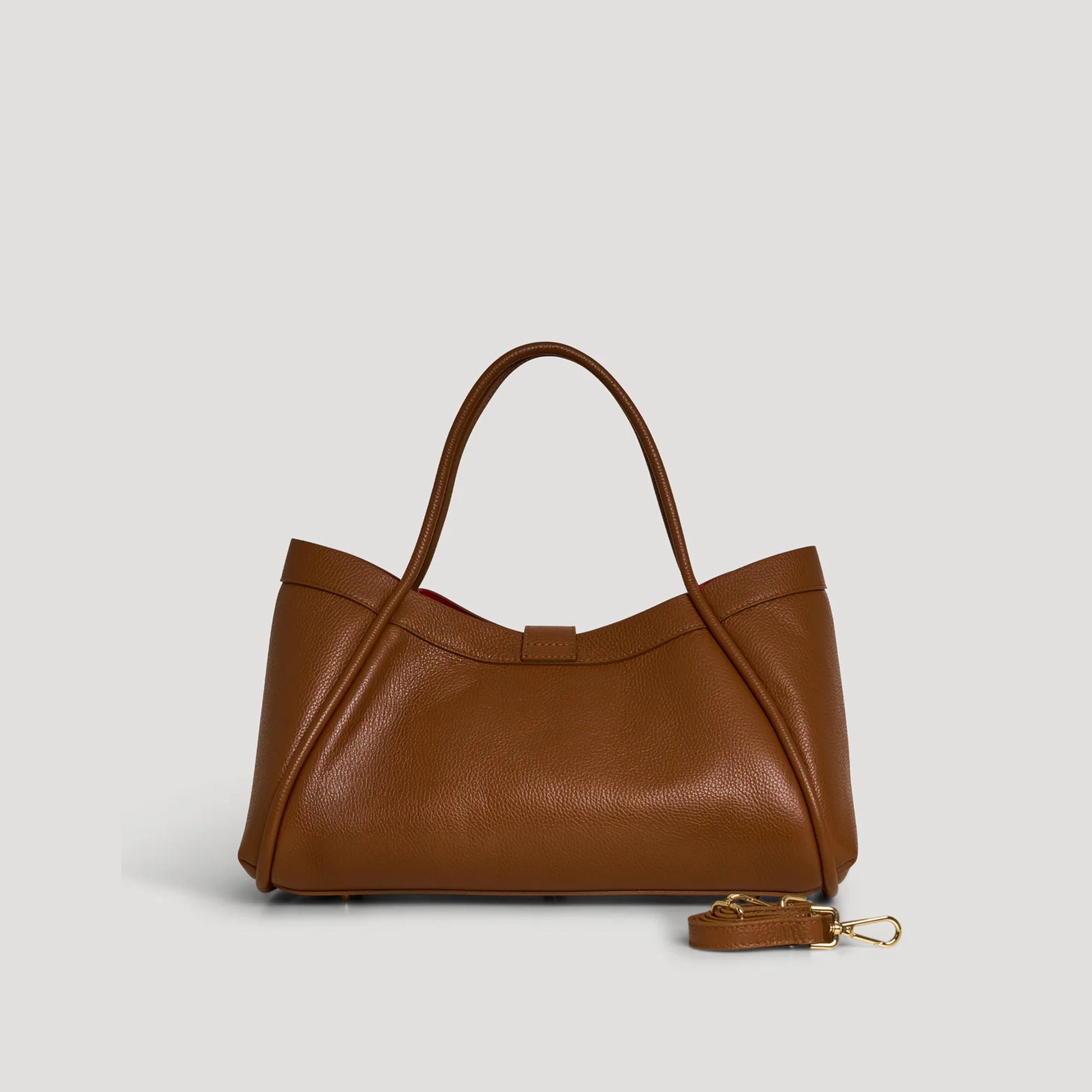 David Halfon Tabei grained leather shoulder bag leather brown back view