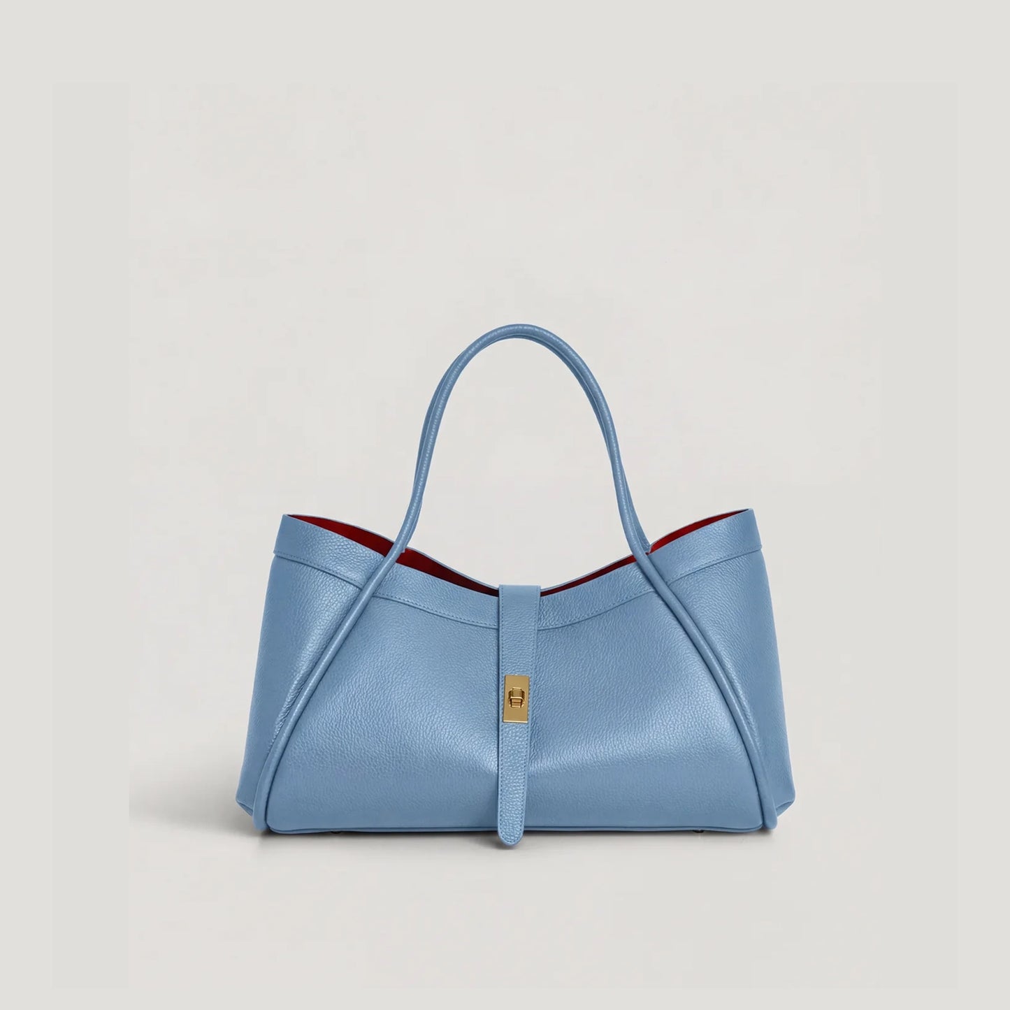 David Halfon Tabei grained leather shoulder bag sky blue front view