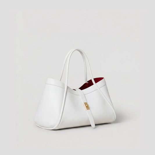 David Halfon Tabei grained leather shoulder bag white three-quarter view