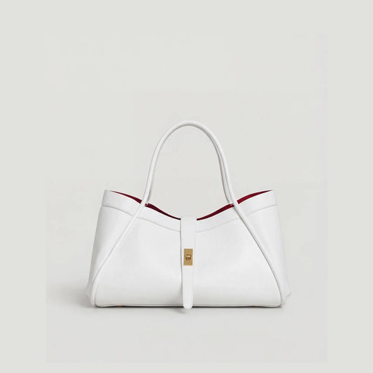 David Halfon Tabei grained leather shoulder bag white front view