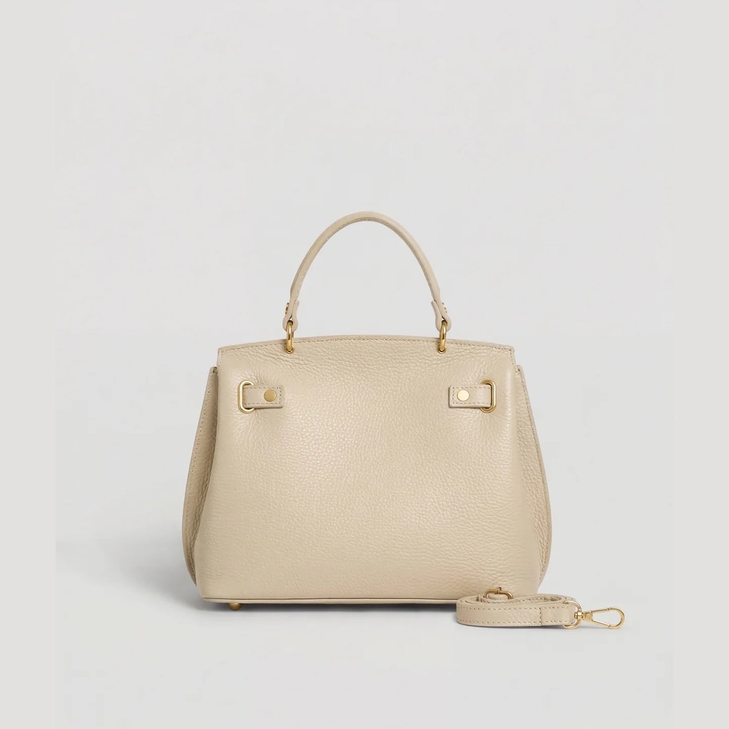 David Halfon Magnani grained leather top-handle bag beige back view