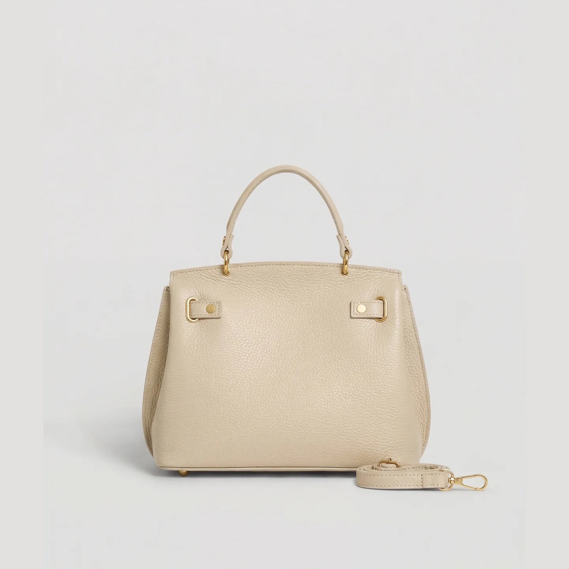 David Halfon Magnani grained leather top-handle bag beige back view