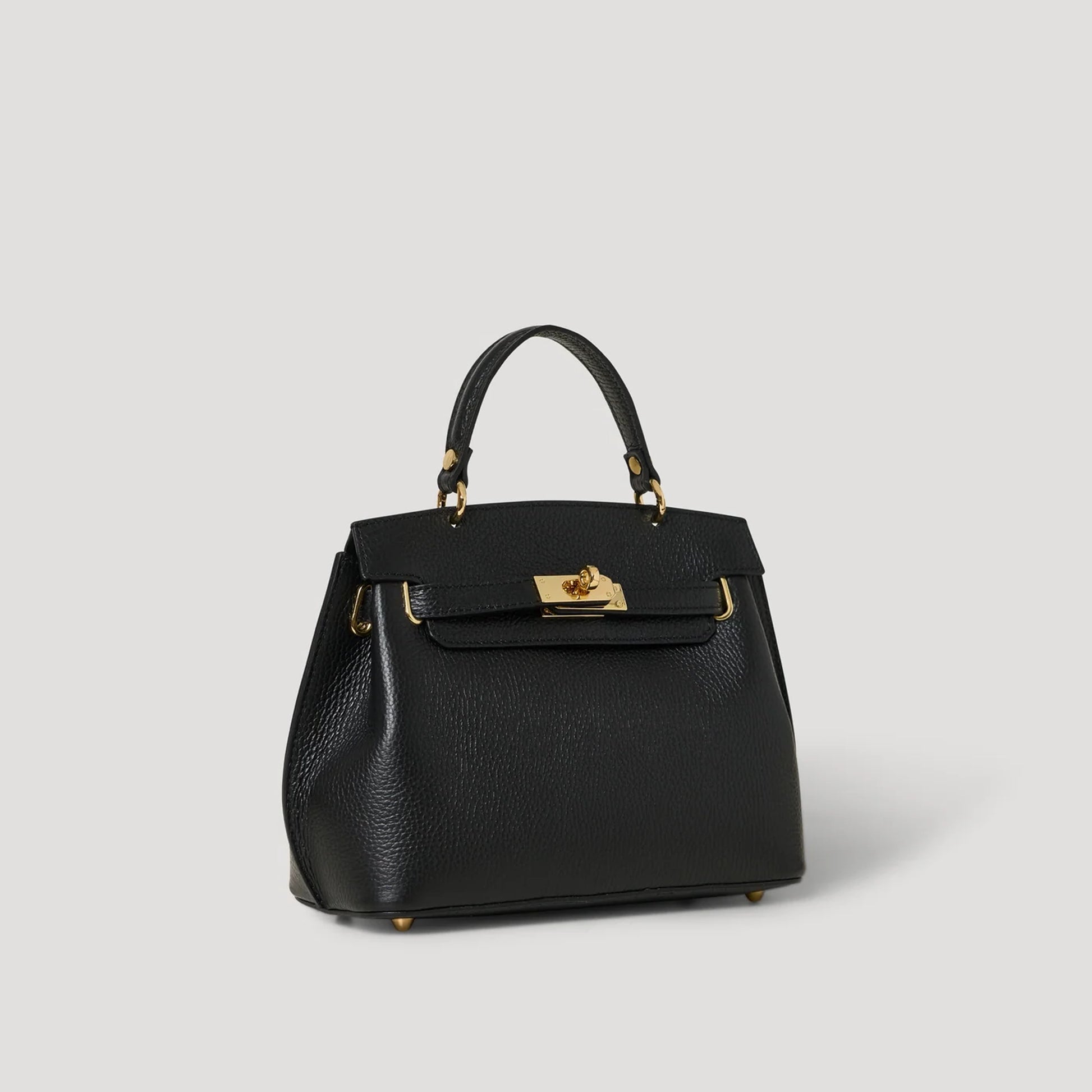 David Halfon Magnani grained leather top-handle bag black three-quarter view