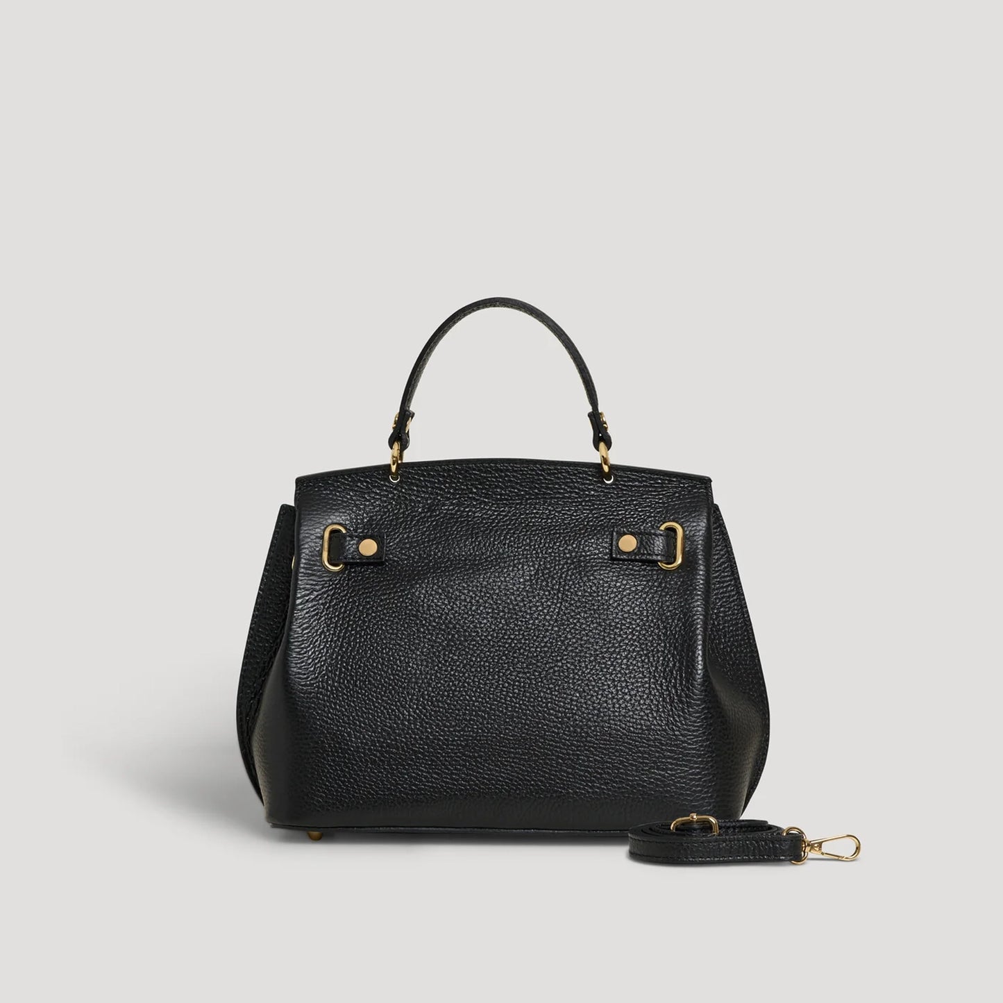 David Halfon Magnani grained leather top-handle bag black back view