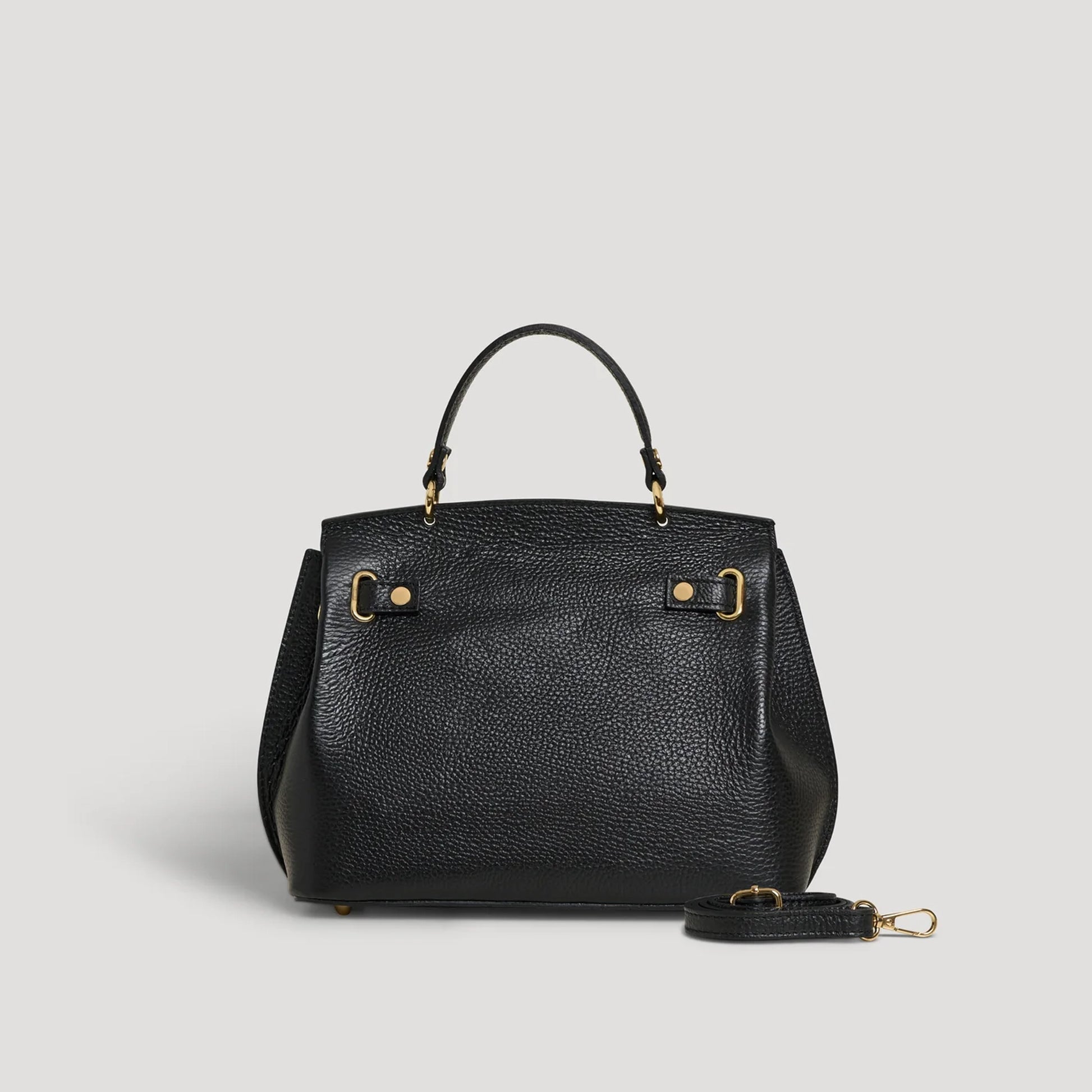 David Halfon Magnani grained leather top-handle bag black back view