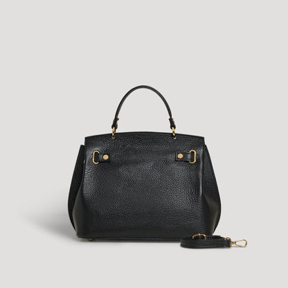 David Halfon Magnani grained leather top-handle bag black back view