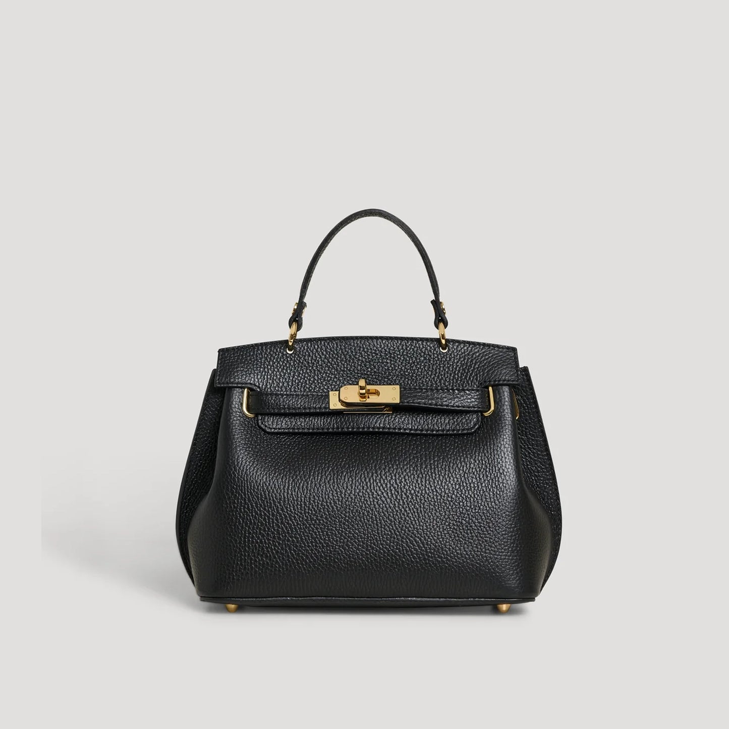 David Halfon Magnani grained leather top-handle bag black front view