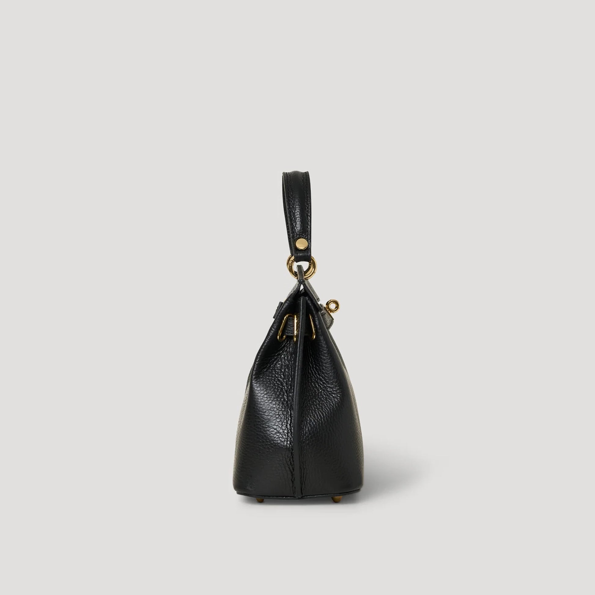 David Halfon Magnani grained leather top-handle bag black side view
