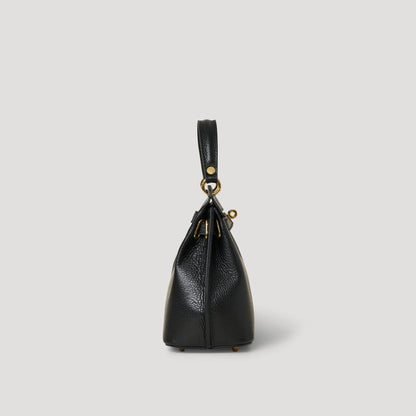 David Halfon Magnani grained leather top-handle bag black side view