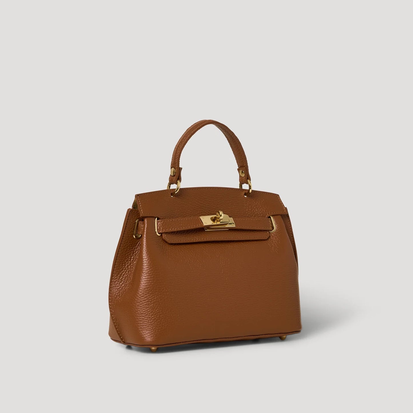 David Halfon Magnani grained leather top-handle bag leather brown three-quarter view