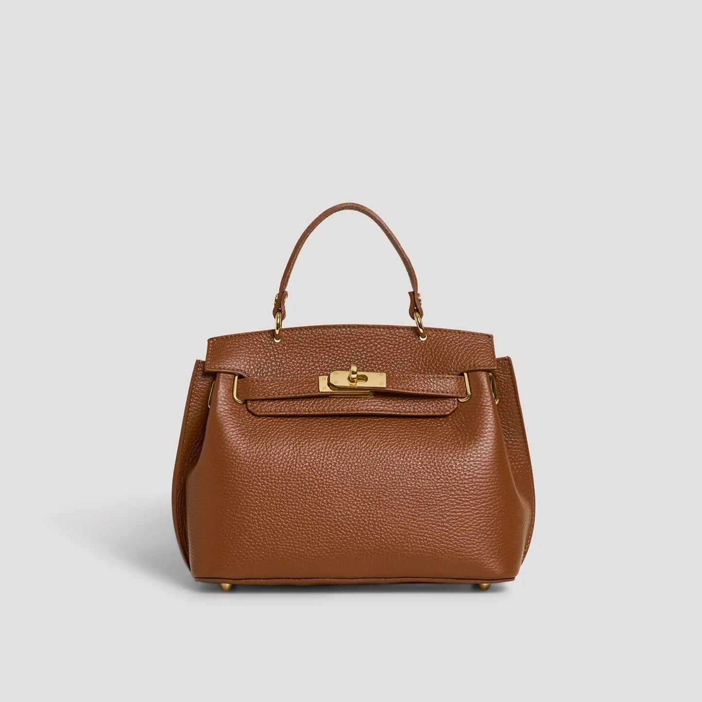 David Halfon Magnani grained leather top-handle bag leather brown front view