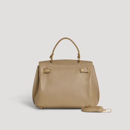 David Halfon Magnani grained leather top-handle bag taupe back view